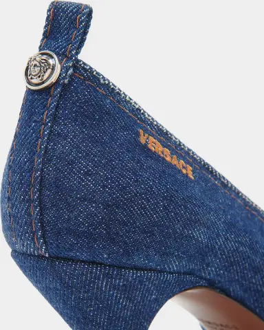 Versace 65MM Denim Stiletto-Heel Pumps | Thumbnail 3 Versace 65MM Denim Stiletto-Heel Pumps | Thumbnail 3