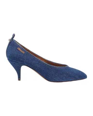 Versace 65MM Denim Stiletto-Heel Pumps | Thumbnail 1 Versace 65MM Denim Stiletto-Heel Pumps | Thumbnail 1