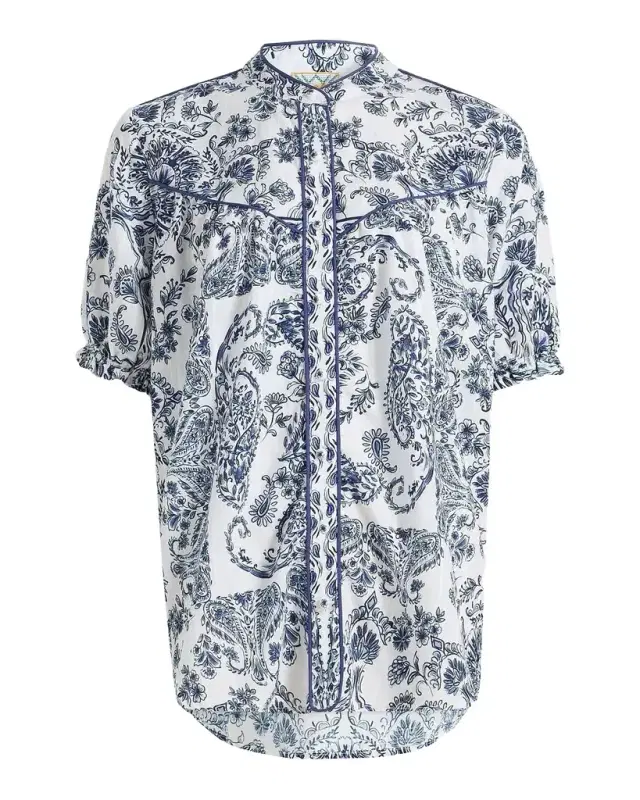 Johnny Was Jaden Western Shirred Yoke Blouse