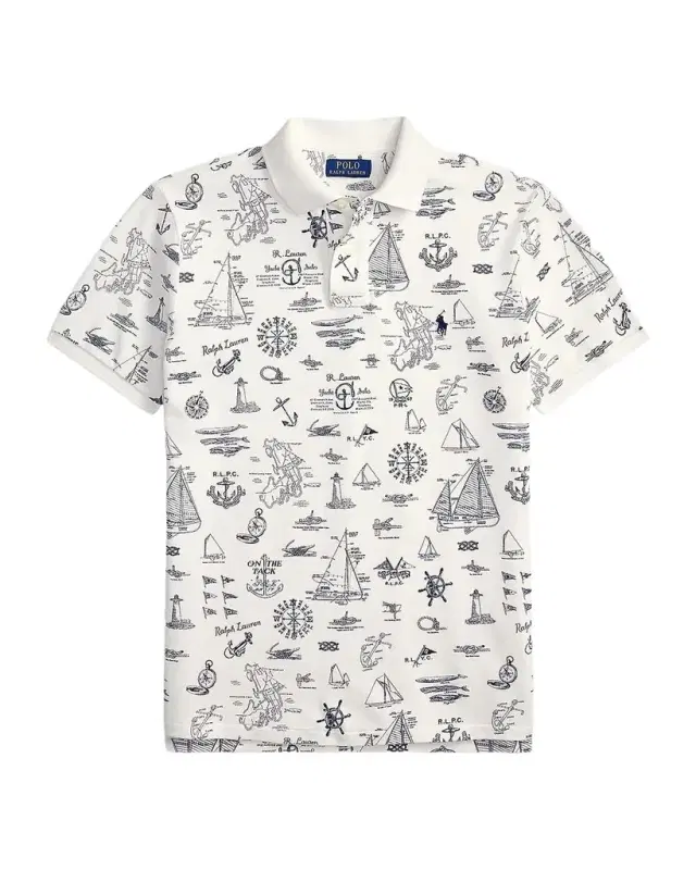 Polo Ralph Lauren Men 's Printed Mesh Slim-Fit Polo Shirt