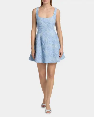 Milly Minna Flower Appliqué Tweed A-Line Mini Dress | Thumbnail 2