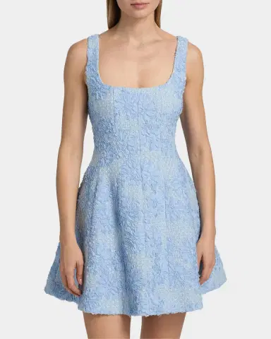 Milly Minna Flower Appliqué Tweed A-Line Mini Dress | Thumbnail 4