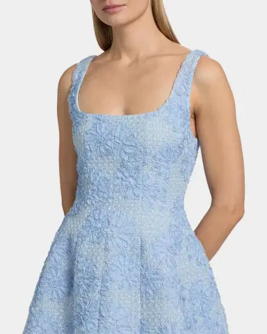 Milly Minna Flower Appliqué Tweed A-Line Mini Dress | Thumbnail 5