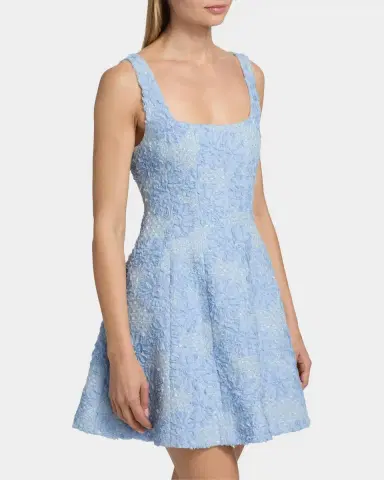 Milly Minna Flower Appliqué Tweed A-Line Mini Dress | Thumbnail 6