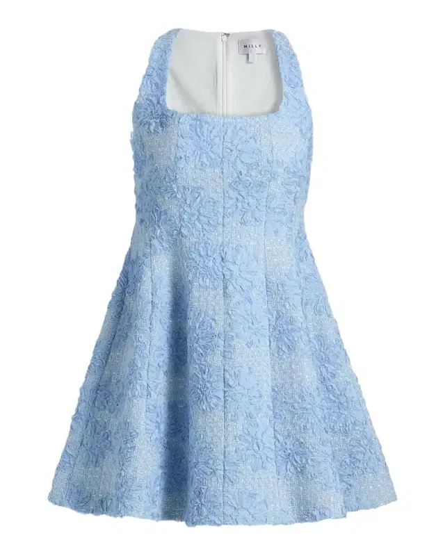 Milly Minna Flower Appliqué Tweed A-Line Mini Dress