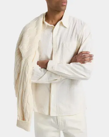 FRAME Men 's Seersucker Cotton Shirt | Thumbnail 4 FRAME Men 's Seersucker Cotton Shirt | Thumbnail 4