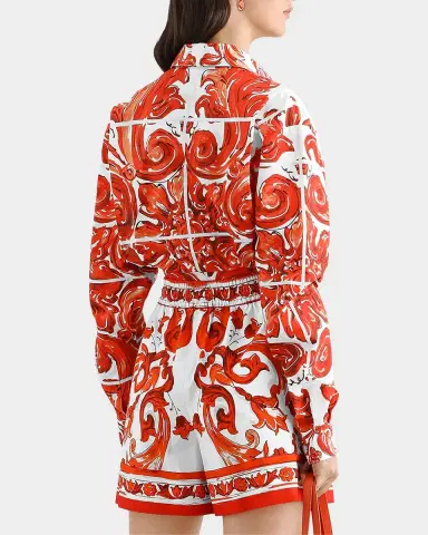 Dolce & Gabbana Majolica Cotton Poplin Long-Sleeve Crop Shirt | Thumbnail 3 Dolce & Gabbana Majolica Cotton Poplin Long-Sleeve Crop Shirt | Thumbnail 3