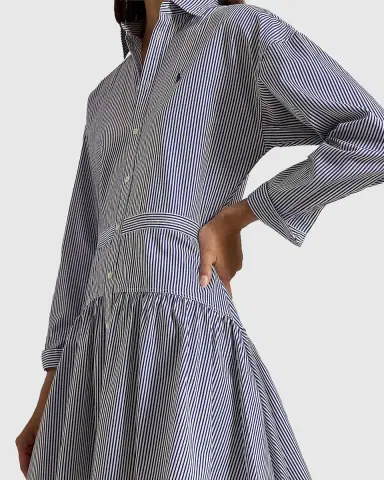 Polo Ralph Lauren Pinstriped Cotton Drop-Waist Mini Shirtdress | Thumbnail 5