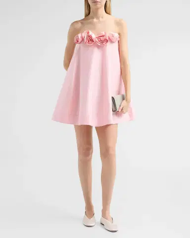 As It May Nerisia 3D Floral Strapless Trapeze Mini Dress | Thumbnail 2