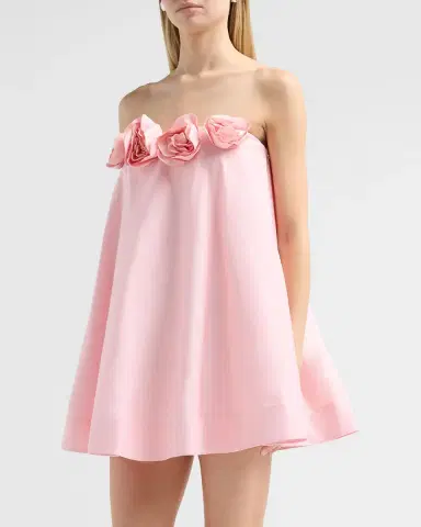 As It May Nerisia 3D Floral Strapless Trapeze Mini Dress | Thumbnail 4
