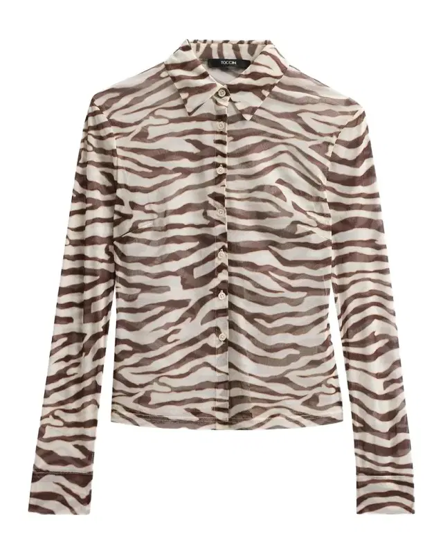 Toccin Lennon Printed Semi-Sheer Top