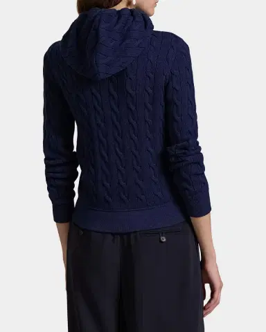 Polo Ralph Lauren Logo Cotton Cable-Knit Hoodie | Thumbnail 3 Polo Ralph Lauren Logo Cotton Cable-Knit Hoodie | Thumbnail 3