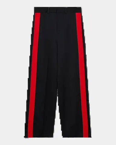 Loewe Men's Striped Wool-Cotton Wide-Leg Trousers | Thumbnail 2