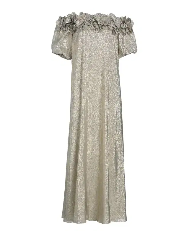 SACHIN BABI Valentina Metallic Silk Off-The-Shoulder Gown
