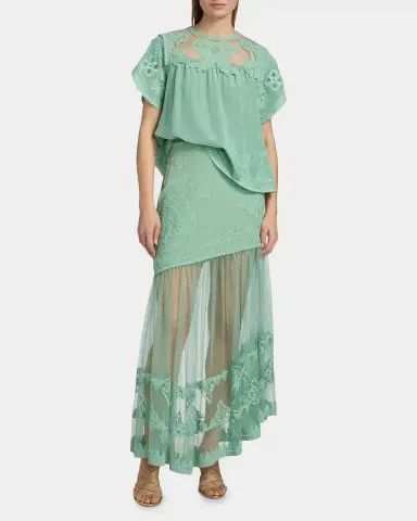 Ulla Johnson Alma Short-Sleeve Lace Silk Top | Thumbnail 2 Ulla Johnson Alma Short-Sleeve Lace Silk Top | Thumbnail 2