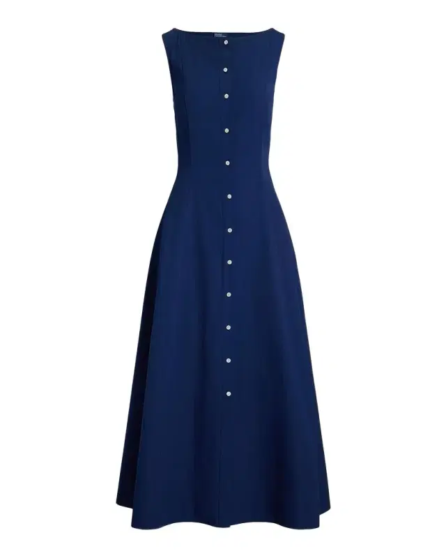 Polo Ralph Lauren Paneled Cotton A-Line Maxi Dress