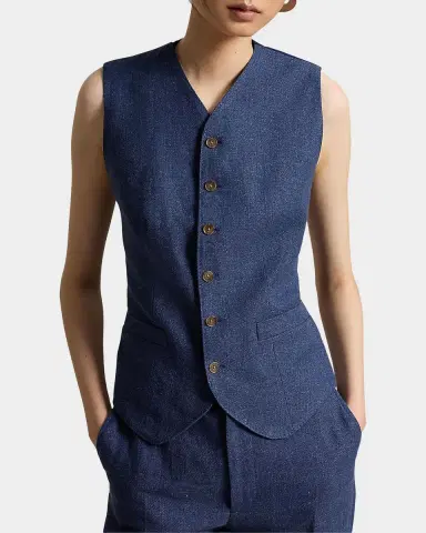 Polo Ralph Lauren Buttoned Linen-Cotton Vest | Thumbnail 4