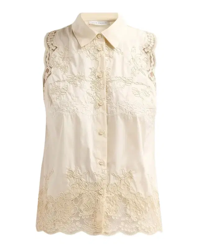 Elie Tahari July The Ivy Embroidered Cotton Lace Blouse