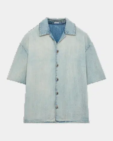 Loewe Men's Anagram Denim Camp Shirt | Thumbnail 2 Loewe Men's Anagram Denim Camp Shirt | Thumbnail 2