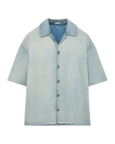 Loewe Men's Anagram Denim Camp Shirt | Thumbnail 1 Loewe Men's Anagram Denim Camp Shirt | Thumbnail 1