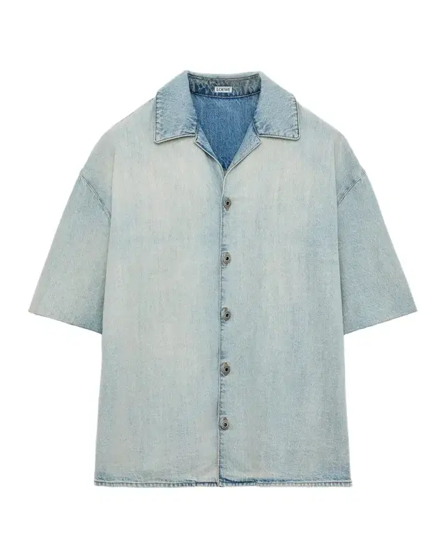 Loewe Men 's Anagram Denim Camp Shirt