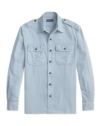 Ralph Lauren Purple Label Men's Garment-Dyed Twill Shirt | Thumbnail 1 Ralph Lauren Purple Label Men's Garment-Dyed Twill Shirt | Thumbnail 1