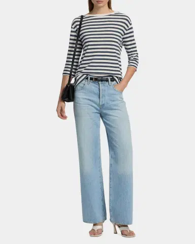 MAJESTIC FILATURES Striped Crewneck Cotton-Linen Top | Thumbnail 2