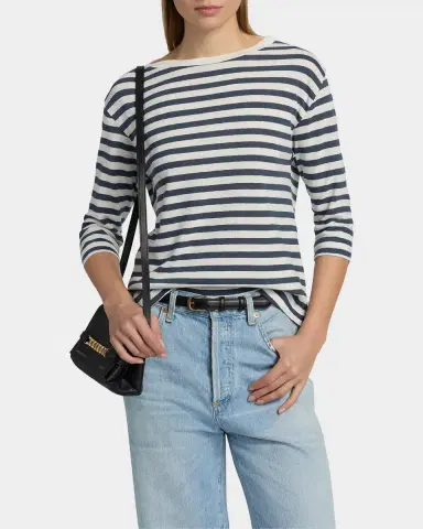 MAJESTIC FILATURES Striped Crewneck Cotton-Linen Top | Thumbnail 4