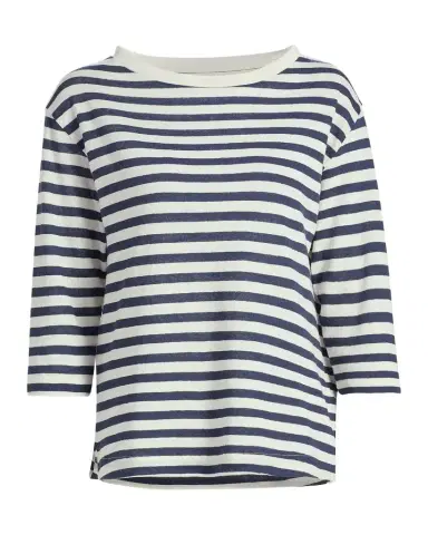 MAJESTIC FILATURES Striped Crewneck Cotton-Linen Top | Thumbnail 1