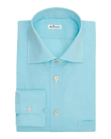 Kiton Men's Solid Cotton Classic-Fit Dress Shirt | Thumbnail 3