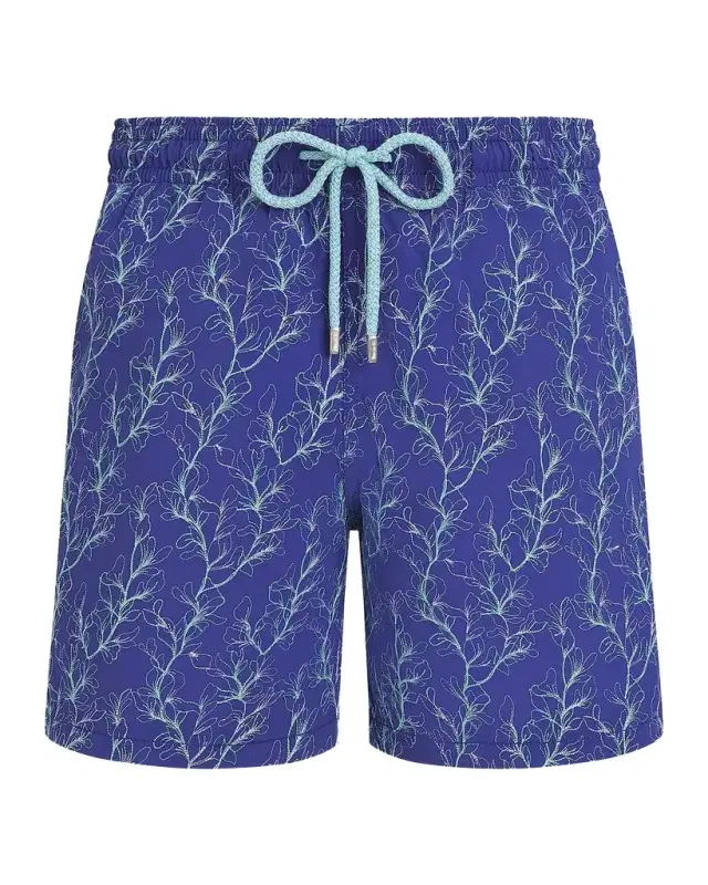 Vilebrequin Men's Mistral Embroidered X-Ray Seaweed Swim Shorts