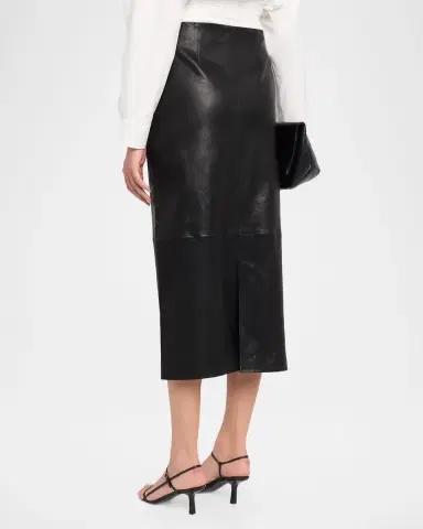 Simkhai Raven Leather Pencil Midi Skirt | Thumbnail 3