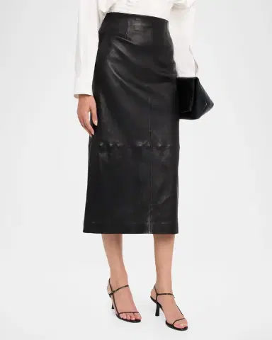 Simkhai Raven Leather Pencil Midi Skirt | Thumbnail 4