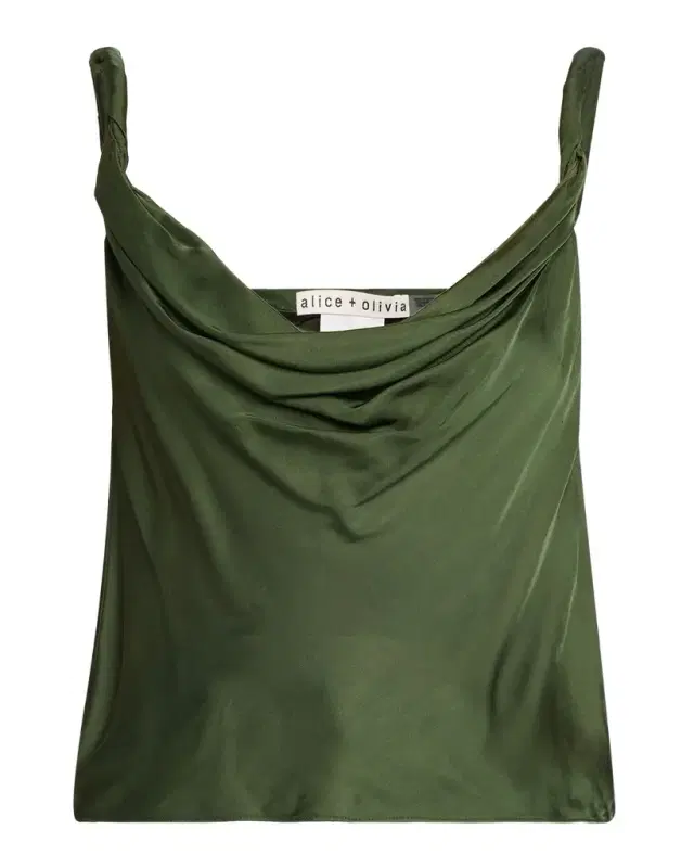 ALICE + OLIVIA Monique Twisted-Strap Satin Tank Top