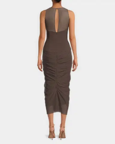 BLACK HALO Elara Mesh Midi Dress | Thumbnail 3