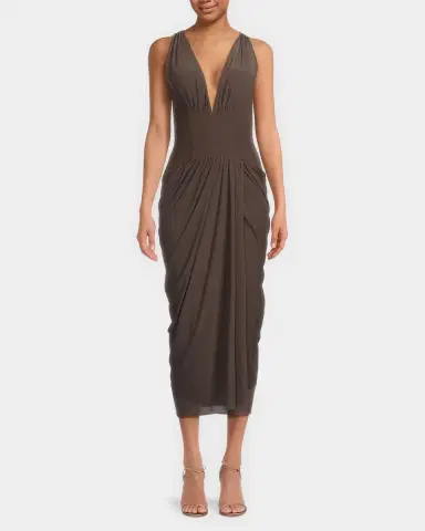 BLACK HALO Elara Mesh Midi Dress | Thumbnail 4