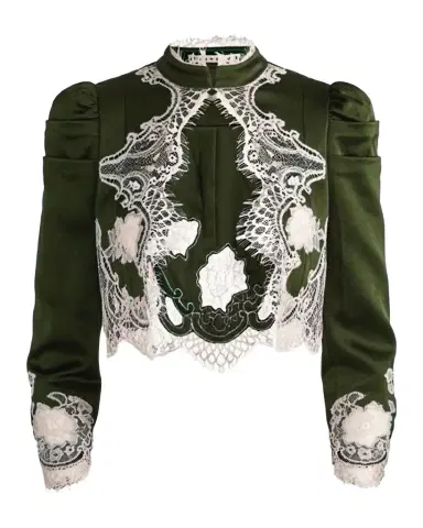ALICE + OLIVIA Thomasina Lace-Trimmed Crop Jacket | Thumbnail 1