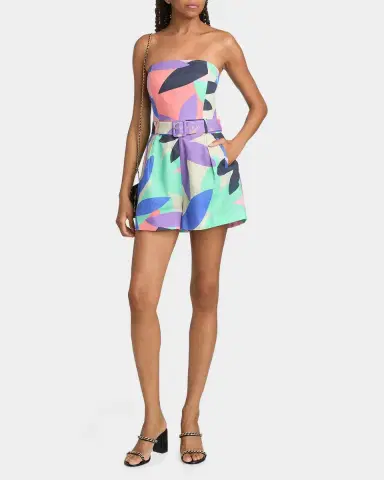 Ramy Brook Isobel Abstract Linen-Cotton Strapless Romper | Thumbnail 2