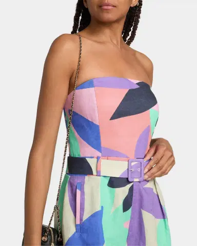 Ramy Brook Isobel Abstract Linen-Cotton Strapless Romper | Thumbnail 5