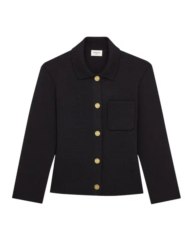 Saint Laurent Wool Polo Cardigan