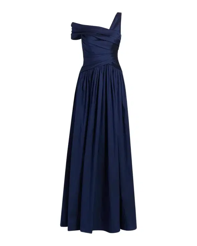 Theia Avery Asymmetric Taffeta Gown