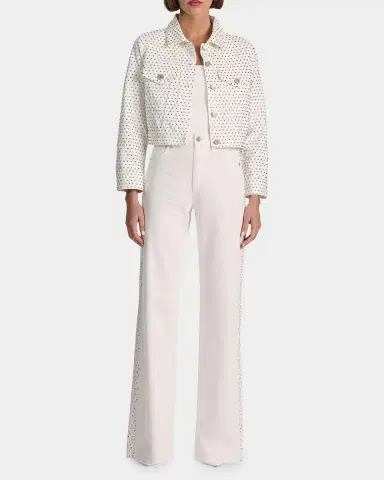 Alice + Olivia Chloe Embellished Denim Crop Jacket | Thumbnail 2
