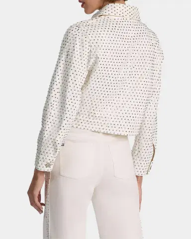 Alice + Olivia Chloe Embellished Denim Crop Jacket | Thumbnail 3