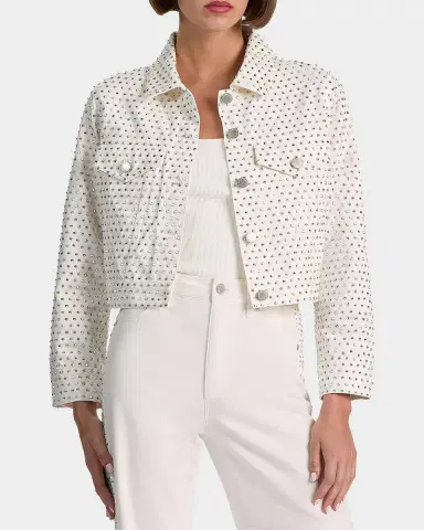 Alice + Olivia Chloe Embellished Denim Crop Jacket | Thumbnail 4