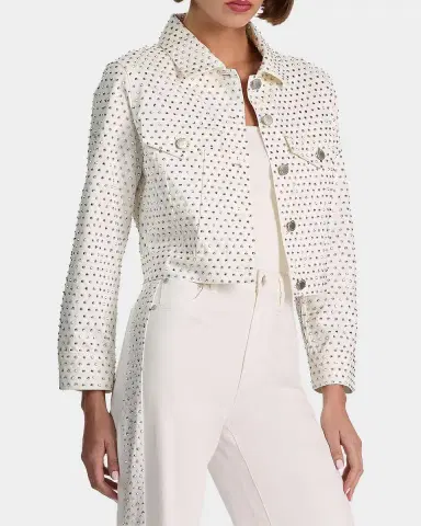 Alice + Olivia Chloe Embellished Denim Crop Jacket | Thumbnail 6