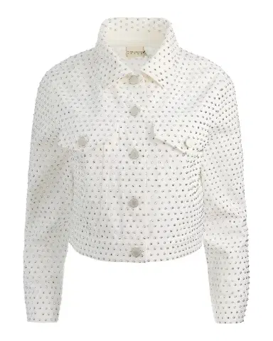 Alice + Olivia Chloe Embellished Denim Crop Jacket | Thumbnail 1