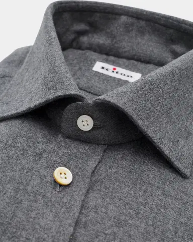 Kiton Men's Brushed Cotton Flannel Button-Down Shirt | Thumbnail 2 Kiton Men's Brushed Cotton Flannel Button-Down Shirt | Thumbnail 2