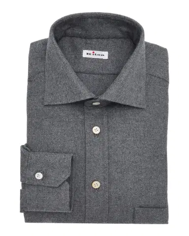 Kiton Men's Brushed Cotton Flannel Button-Down Shirt | Thumbnail 1 Kiton Men's Brushed Cotton Flannel Button-Down Shirt | Thumbnail 1