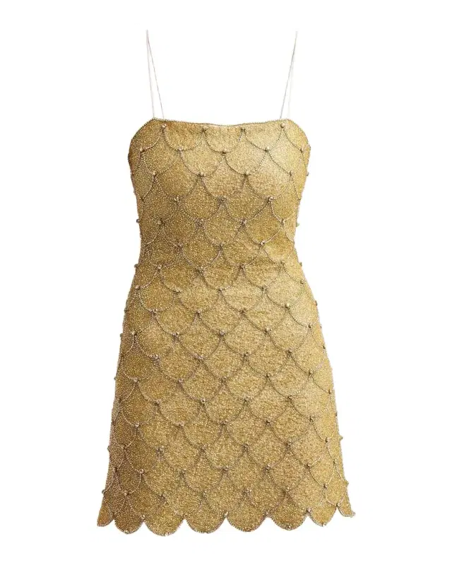 ALICE + OLIVIA Nina Embellished Scallop Mini Dress