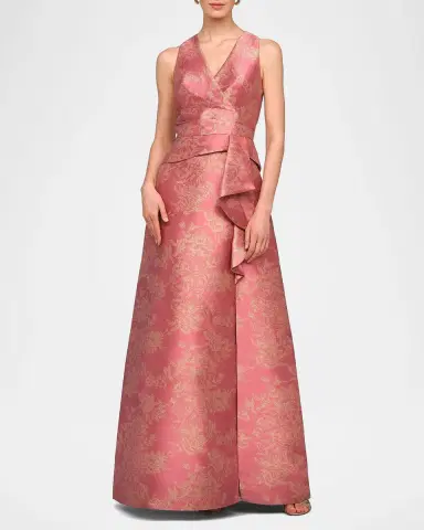 Kay Unger New York Rhianna Metallic Jacquard A-Line Gown | Thumbnail 2 Kay Unger New York Rhianna Metallic Jacquard A-Line Gown | Thumbnail 2